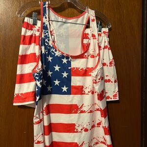 American Flag Tank Top and T-Shirt Set
